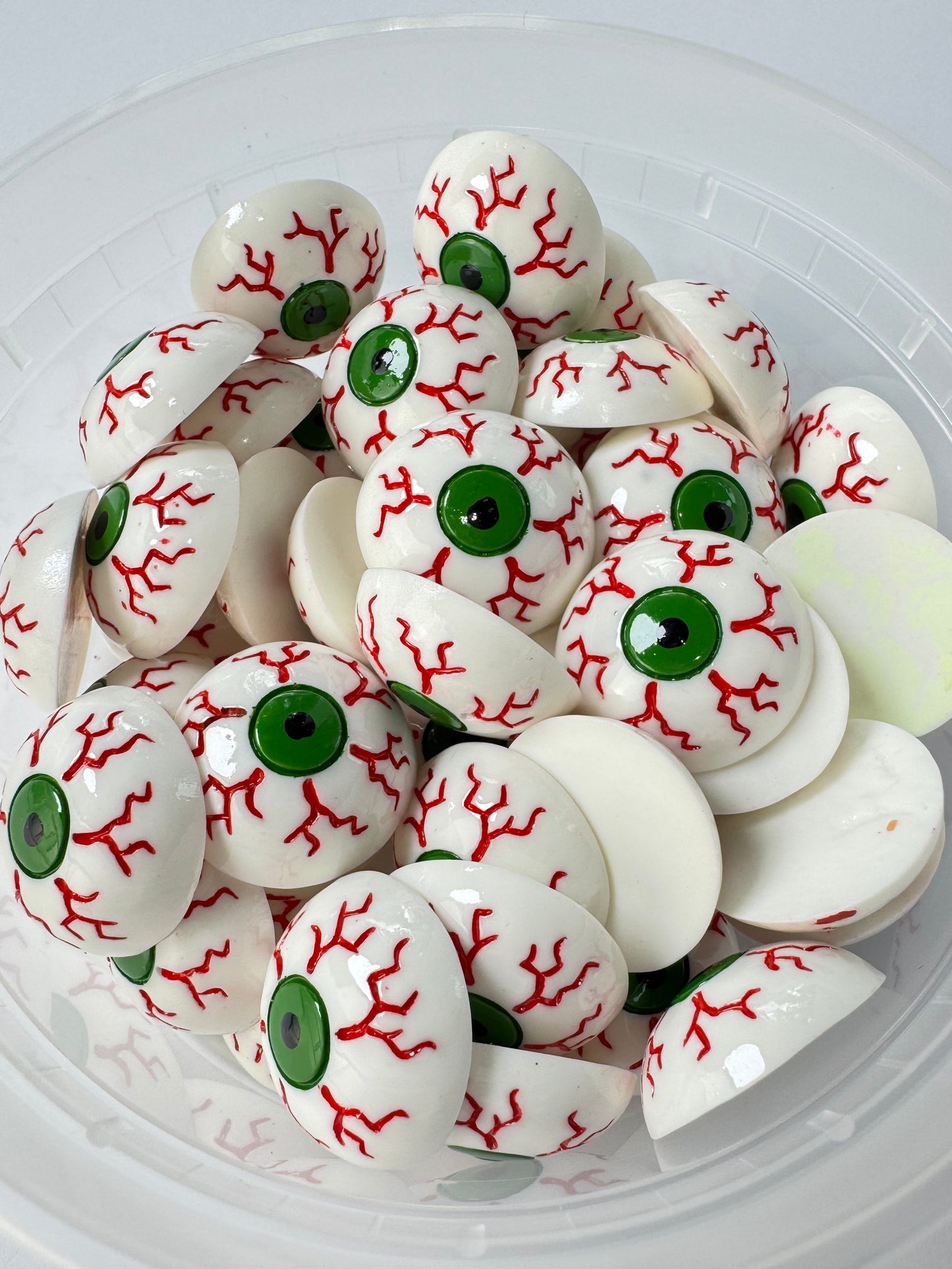 10 pc Halloween Bloodshot Eyeball Flatback Charms | Cabochons for Slime, Decoden & Crafts