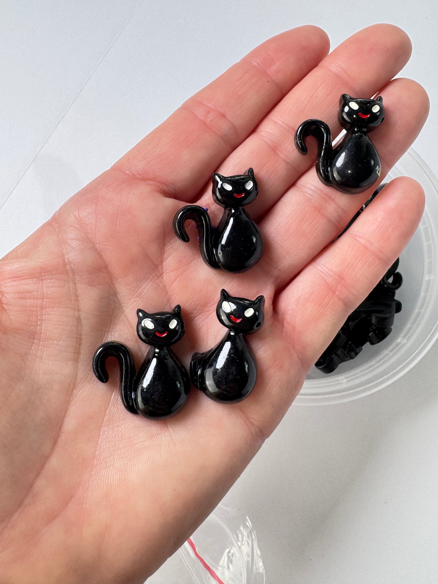 10pc Black Cats | Flatback Charms | Cabochons for Slime, Decoden & Crafts