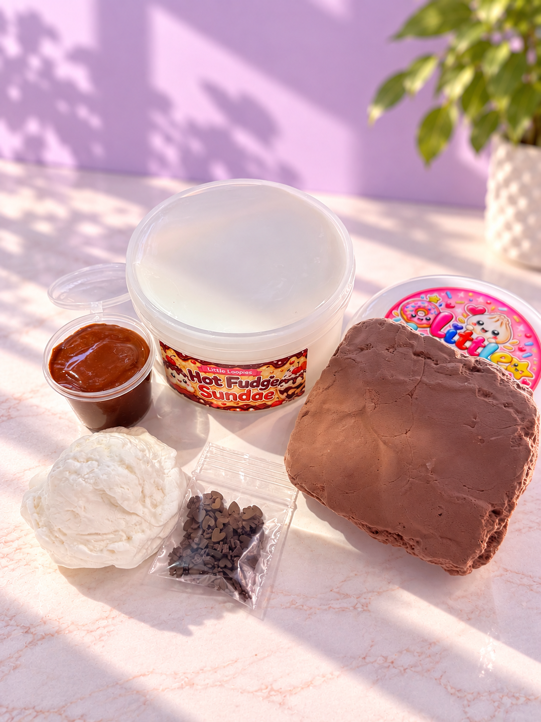 Hot Fudge Brownie Sundae Slime | DIY Clay Slime Kit | Thick & Glossy Chocolate Slime | Dessert Slime