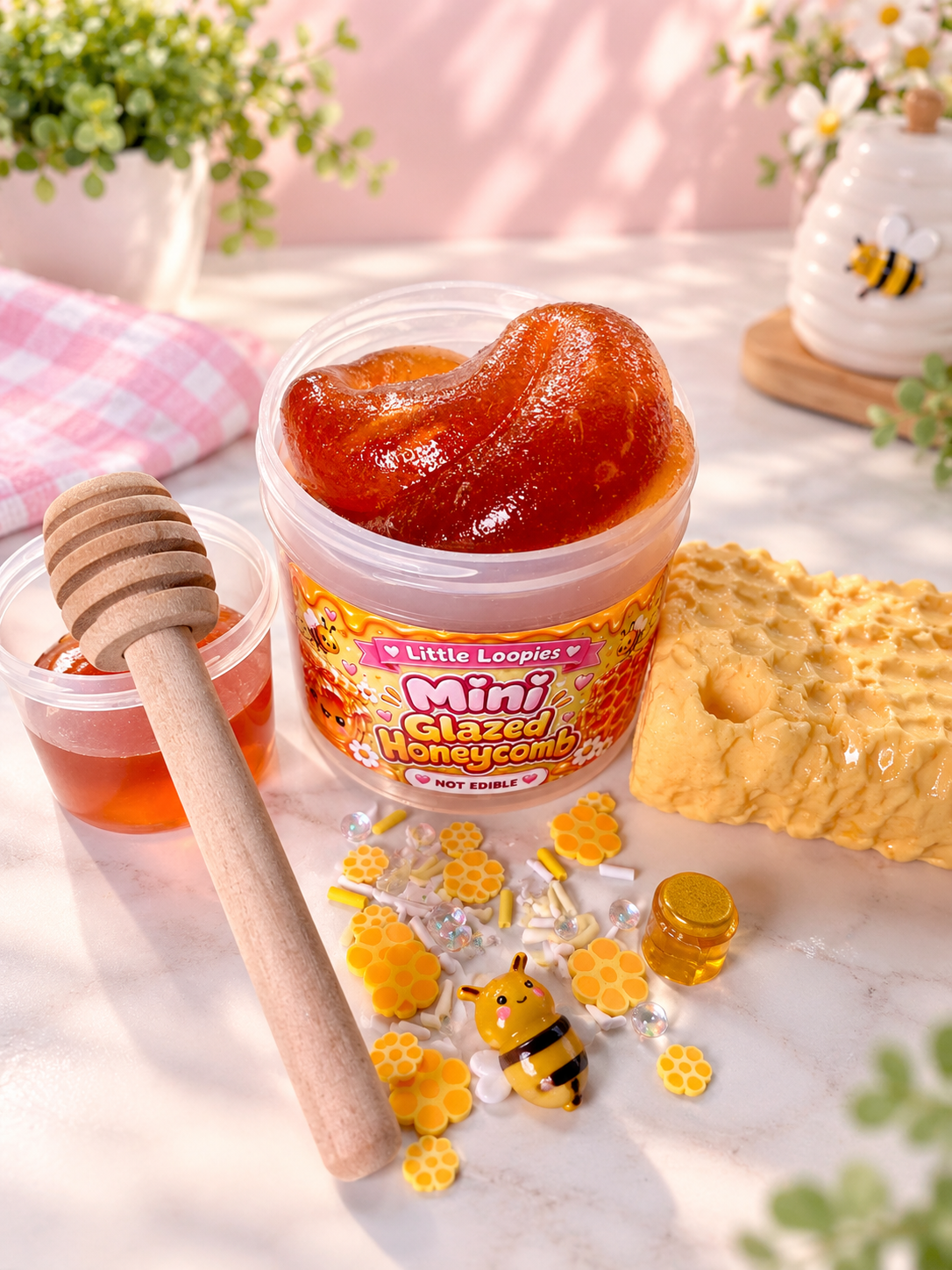Mini Glazed Honeycomb DIY Slime Kit | Honey Jelly Slime | Wax-Coated Clay Topper