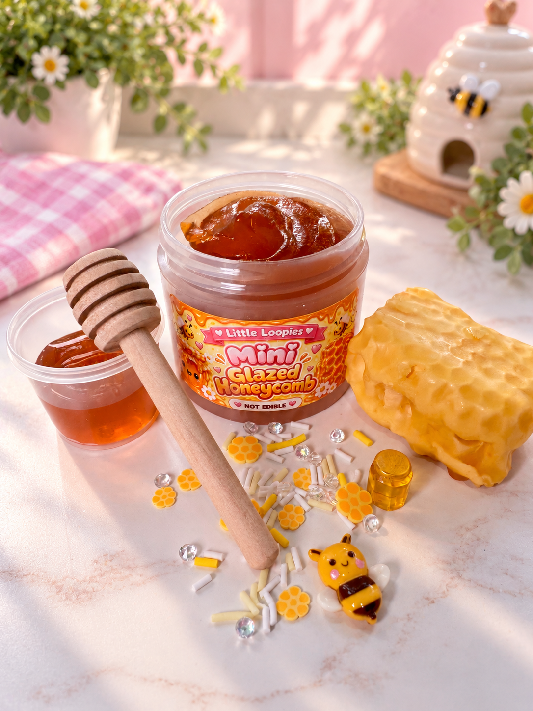 Mini Glazed Honeycomb DIY Slime Kit | Honey Jelly Slime | Wax-Coated Clay Topper