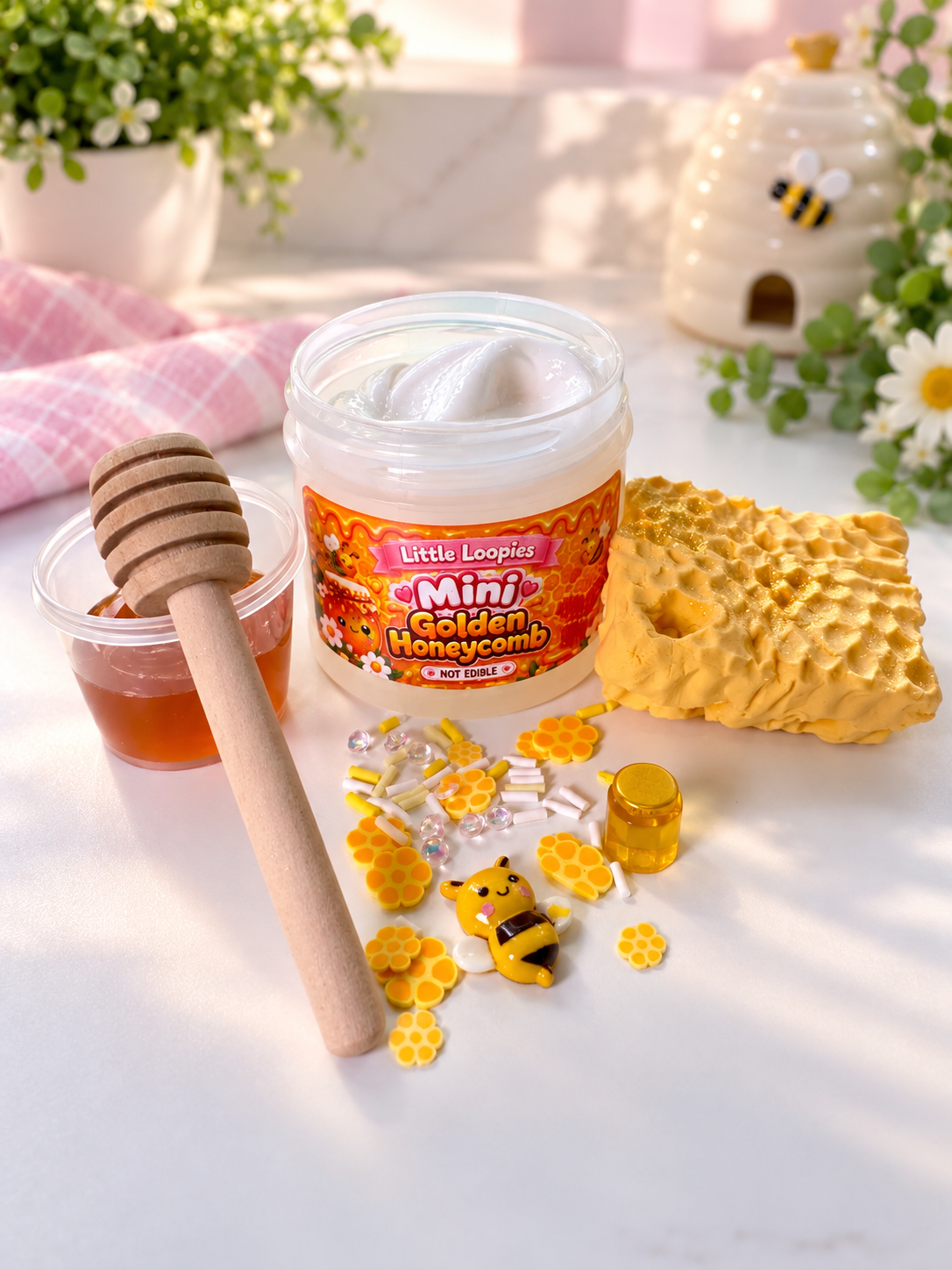 Mini Golden Honeycomb DIY Slime Kit | Honey Slime | Clay Honeycomb Topper