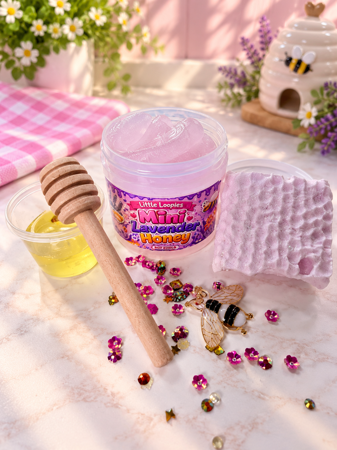 Mini Lavender Honey DIY Slime Kit | Honey Jelly Slime | Clay Honeycomb Topper