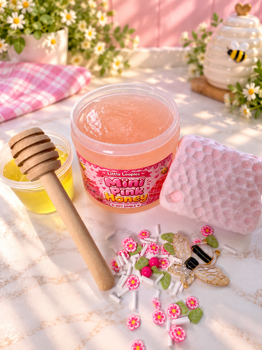 Mini Pink Honey DIY Slime Kit | Pink Honey Jelly Slime | Clay Honeycomb Topper