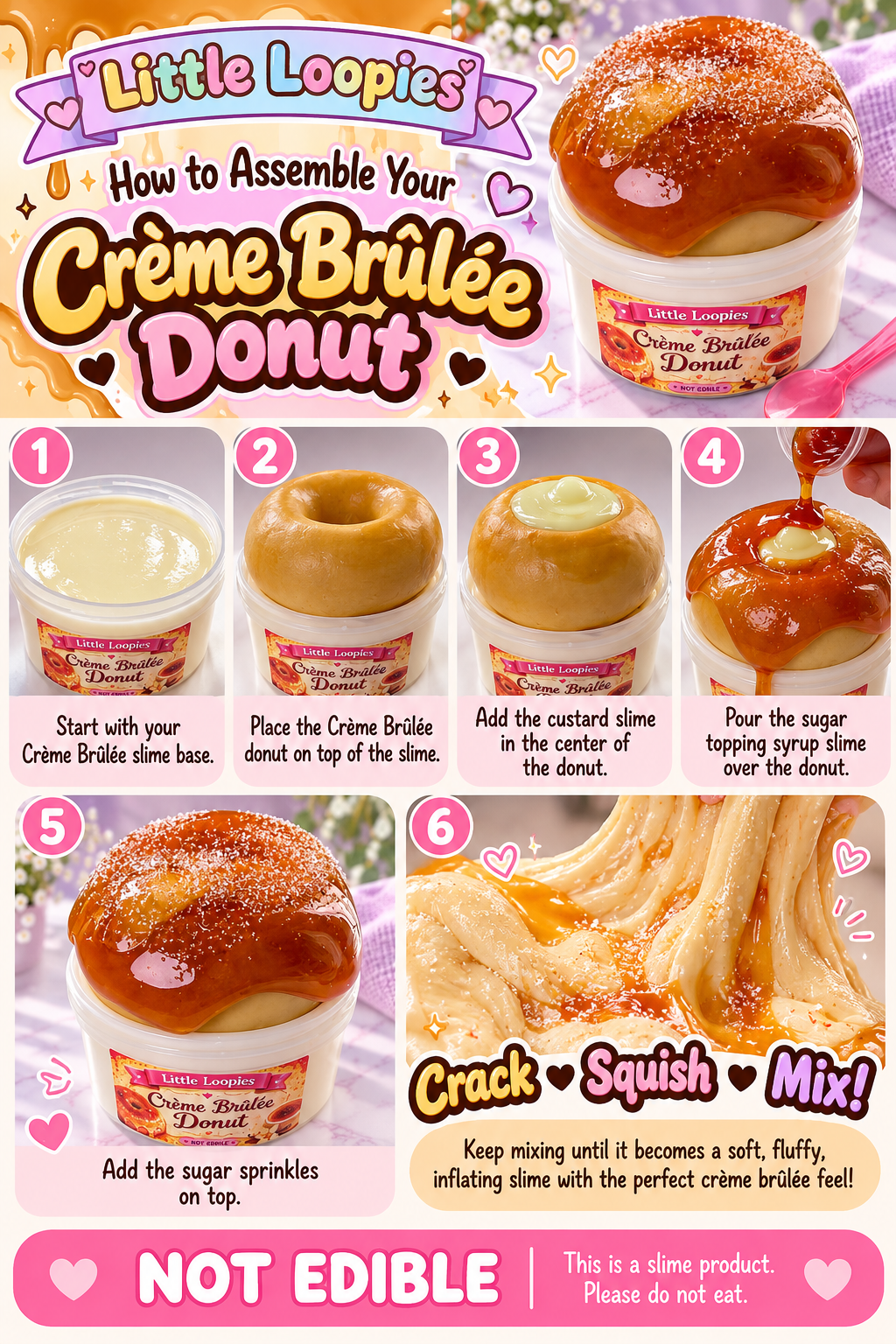 Crème Brûlée Donut DIY Slime | Wax Cracking Dessert Slime