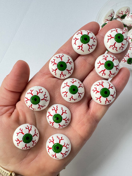 10 pc Halloween Bloodshot Eyeball Flatback Charms | Cabochons for Slime, Decoden & Crafts