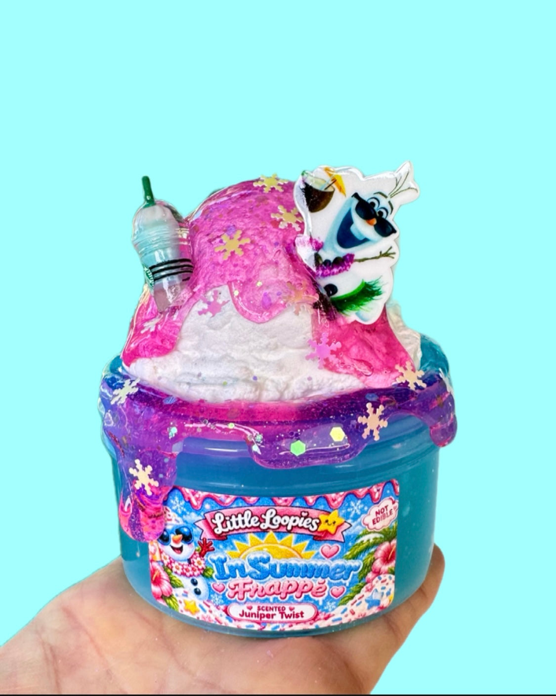 In Summer Frappe Slime diy kit, Jelly Slime with clay topper, charms and sprinkles