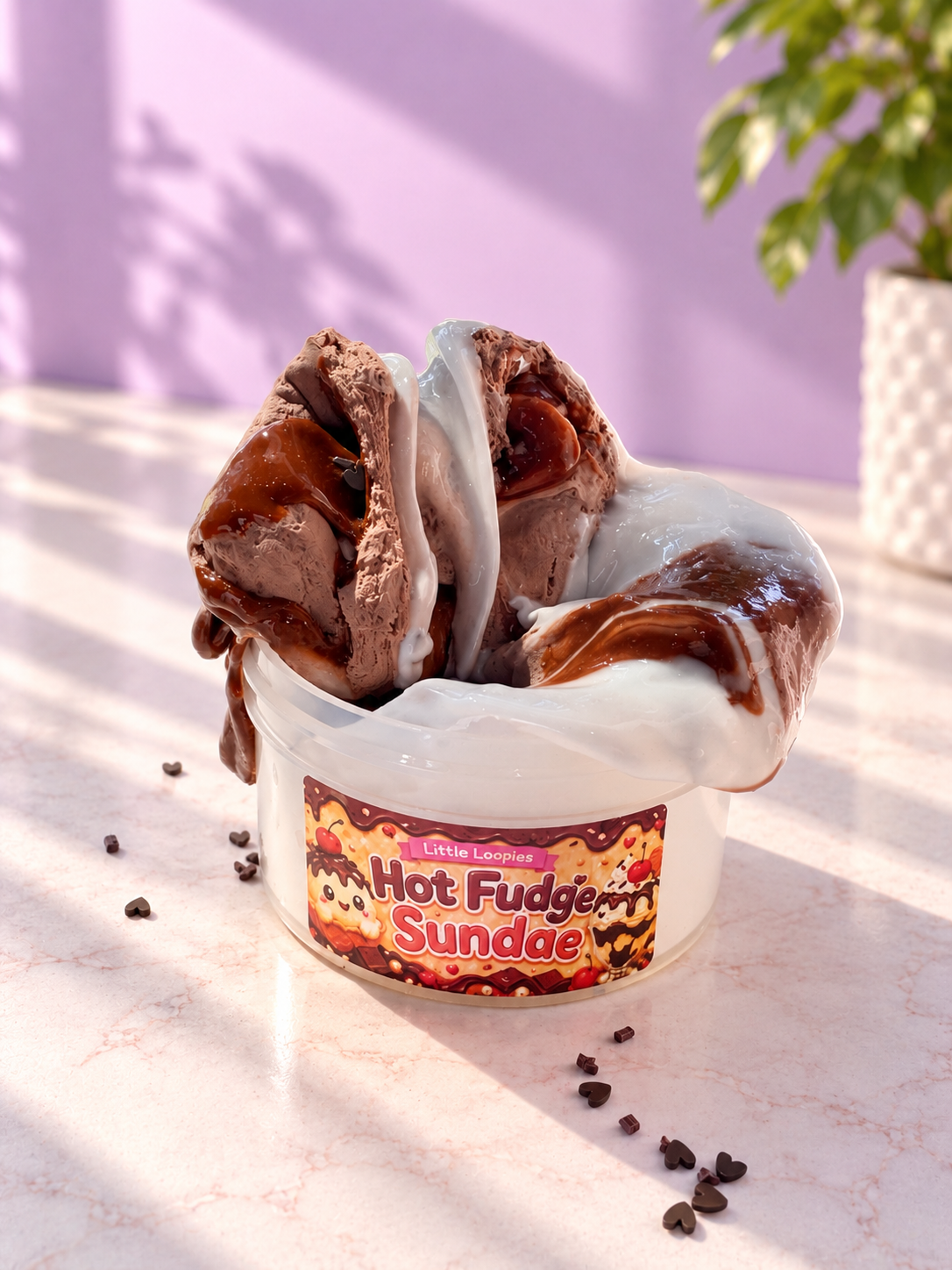 Hot Fudge Brownie Sundae Slime | DIY Clay Slime Kit | Thick & Glossy Chocolate Slime | Dessert Slime