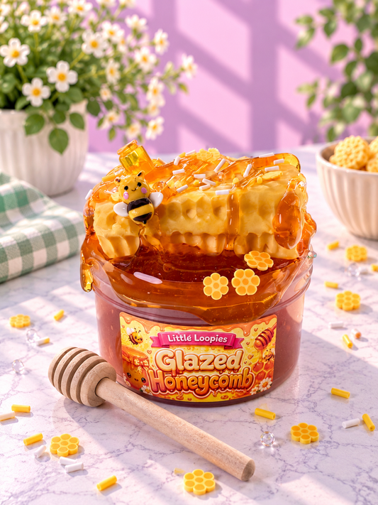 Glazed Honeycomb DIY Slime Kit | Honey Jelly Slime wax-coated clay topper.