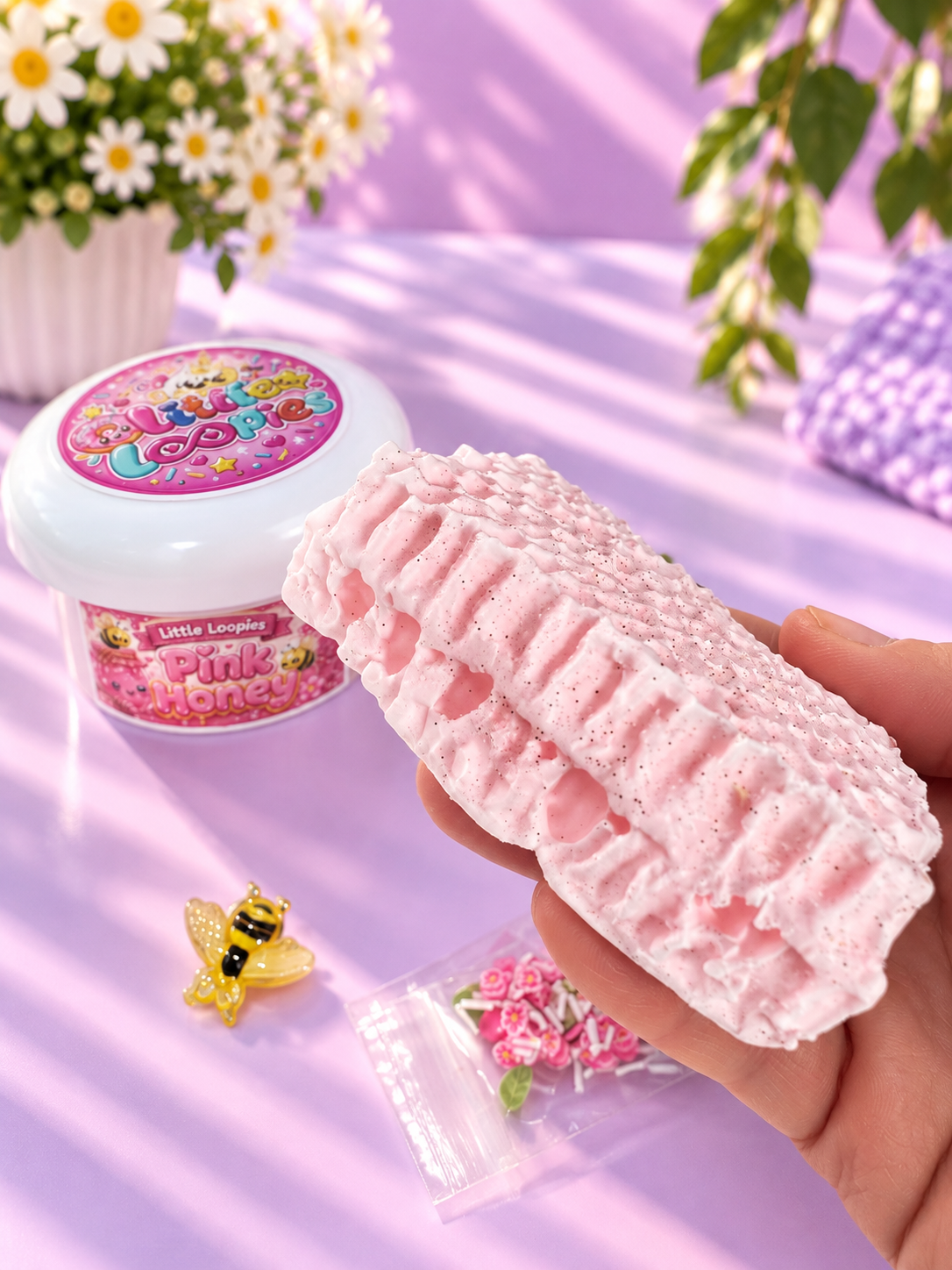 Pink Honey Jelly DIY Slime / Honeycomb Clay topper